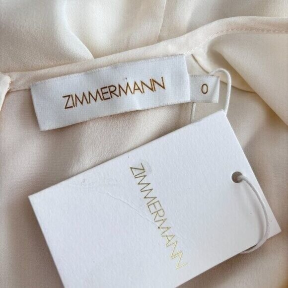 Zimmermann Silk Billow Sleeve Blouse Gold Button Detail - Picture 11 of 11